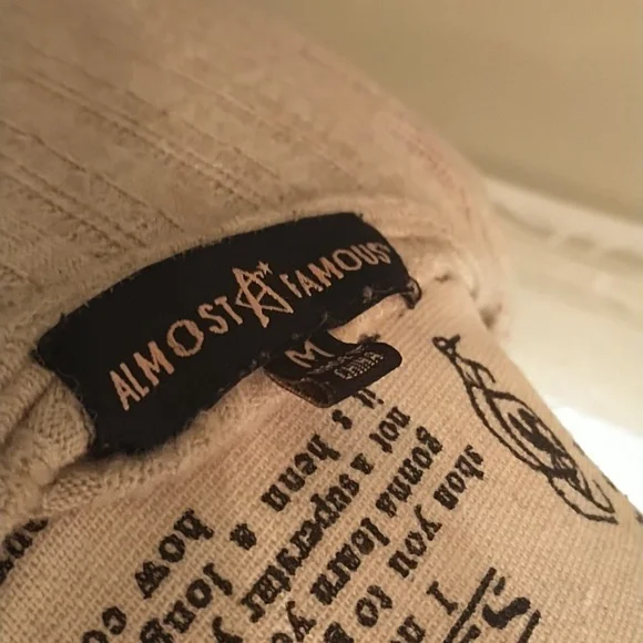 Womens NWOT Almost Famous  beige pullover sweater with button front. medium - Picture 5 of 6